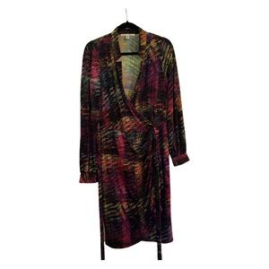 Beautiful multicolor wrap dress, size 14